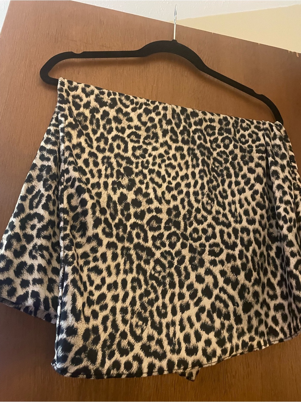 Leopard Print Midi Skirt - Black & Cream Animal Print